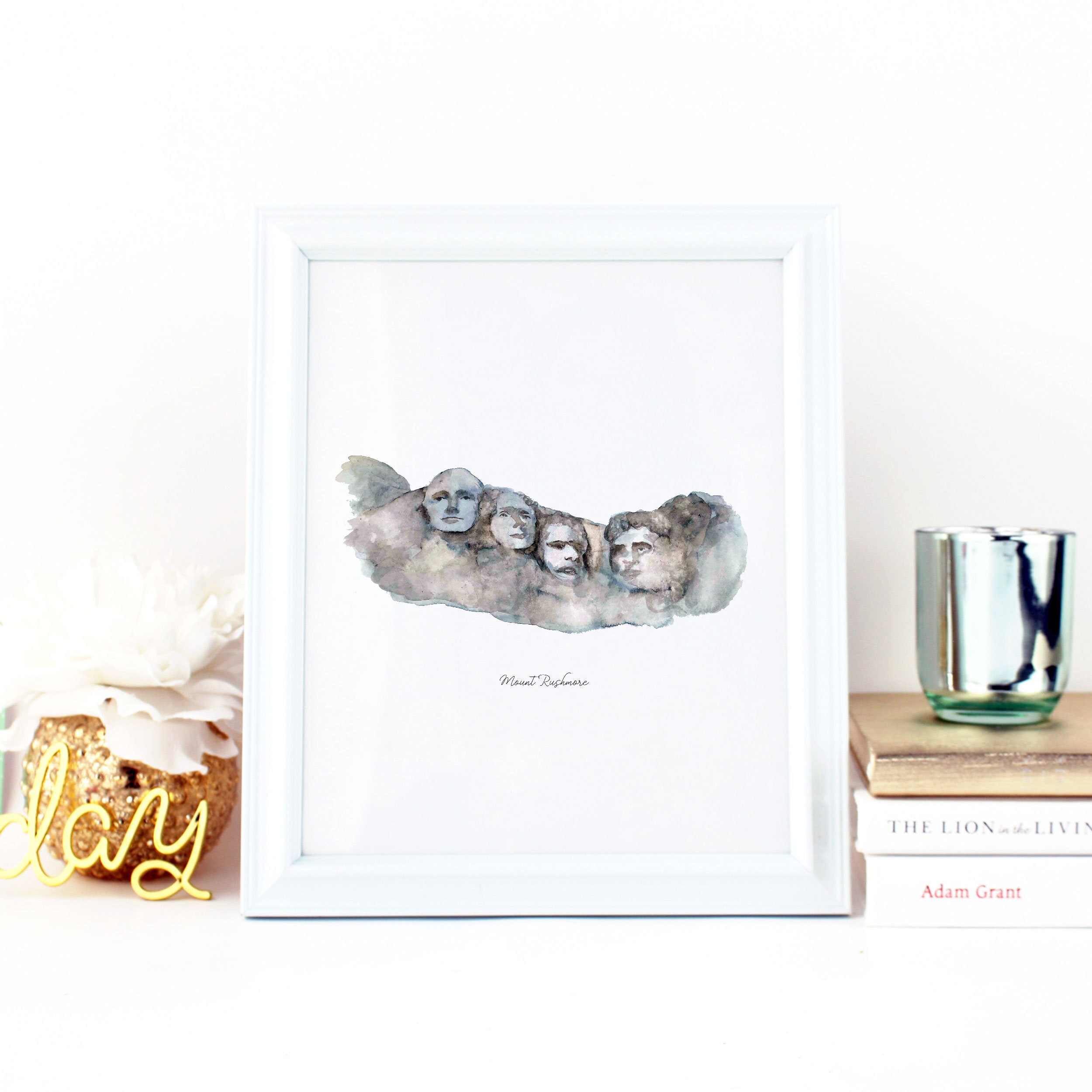 Mount Rushmore Printable Illustration Art Print Nursery - Etsy