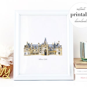 Biltmore Estate Watercolor Print: North Carolina Landmark (Digital Download)