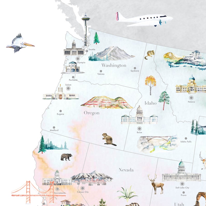 United States Map Wall Decal Nursery Decor Nursery Art Etsy