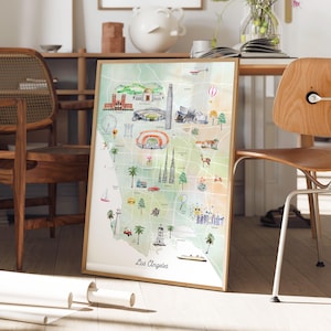 Los Angeles Karte Printable | City Map Wall Art Print | Kinderzimmer Dekor | Wohnkultur Reise Kunstdruck | New York Landkarte | USA-Reisen