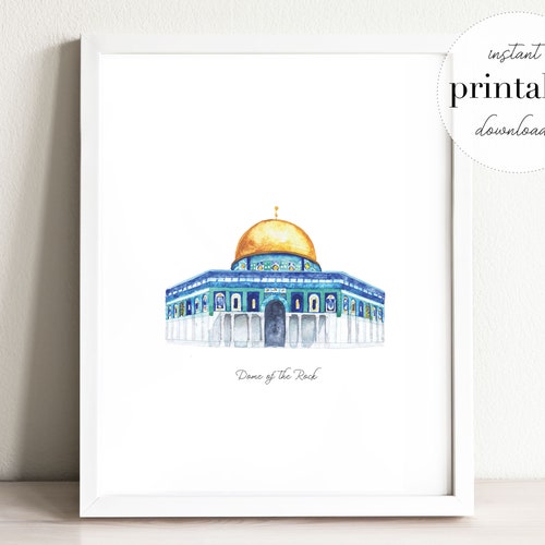 Dome of the Rock Printable Illustration Wall Art Print | Etsy