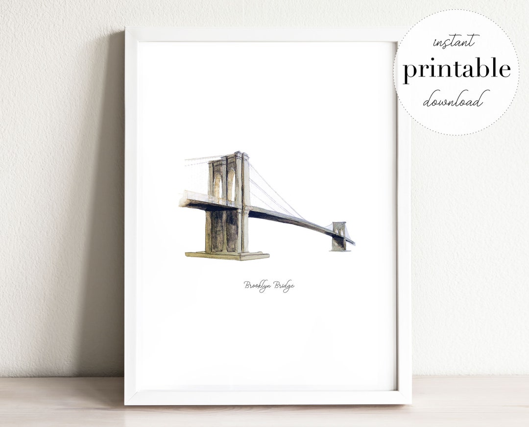 Brooklyn Bridge Printable, Illustration, Wall Art Print, Nursery Decor ...