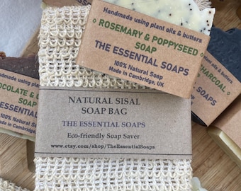 Natural Soap Bag, Soap Pouch, Soap Saver, Exfoliating Soap Bag, Vegan, Bath Scrubby, Eco Soap Saver, Shower Soap bag, hamper filler,
