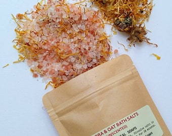 Bath Salt with Jojoba Oil, Dry Skin, Oat Bath Soak, Vegan, Organic Bath Salts, Oatmeal Soak, Birthday Gift, Calendula, No Essential Oils