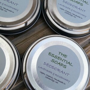 Lavender & Rosemary Natural Deodorant, Deodorant made in UK, For Women and Men, Plastic Free, Vegan deodorant, Skincare, Feminine deodorant