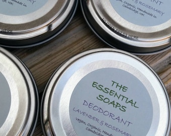 Lavender & Rosemary Natural Deodorant, Deodorant made in UK, For Women and Men, Plastic Free, Vegan Gift, Natural Skincare, Palm Oil Free