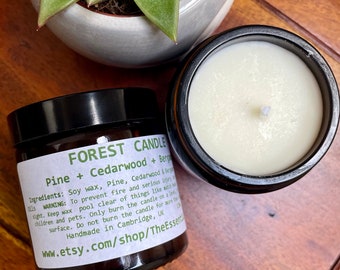 Pine Forest Soy Candle: Natural Essential Oils, Hand-Poured in Cambridge
