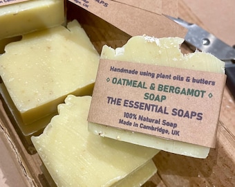 Oatmeal Soap with Bergamot Oil and Lemon Zest, Uplifting, Exfoliating Soap, Vegan Soap, Healthy Skin, Zero waste soap, body wash, christmas