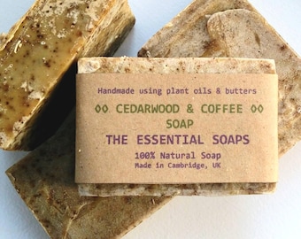 Cedarwood & Coffee Soap, 100% Natural, Gifts for men, Exfoliating Soap, Vegan, Gifts for Coffee Lovers, Handmade, gifts for her, soap offcut