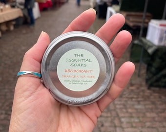 Orange & Tea Tree Natural Deodorant, Organic, Gifts for her, Aluminium Free, Plastic Free, Vegan Deodorant, Natural Skincare, Galentines gif