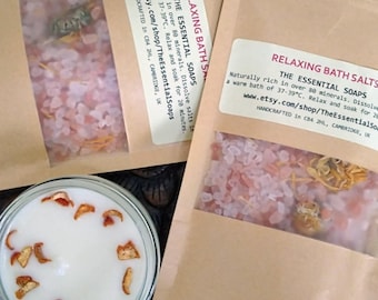 Aromatherapy Relaxing Bath Salt, Organic Pink Himalayan Salt, Epsom, Apricot and Jojoba Oils,