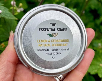 Lemon and Cedarwood Deodorant: Handmade Vegan Organic Skincare, Cambridge, Natural deodorant