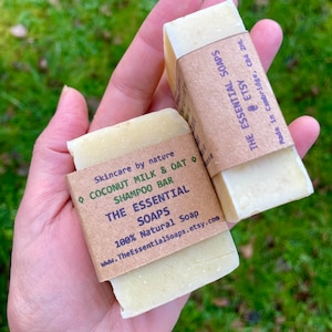 Coconut Milk & Oatmeal Shampoo Bar, Sensitive Scalp, Soap Bar, Travel Soap, Raw Shea Butter, Gift for her, Dry Hair, Body Wash, Shaving Soap