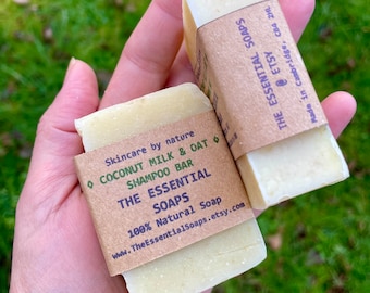 Coconut Milk & Oatmeal Shampoo Bar, Sensitive Scalp, Soap Bar, Travel Soap, Raw Shea Butter, Gift for her, Dry Hair, Body Wash, Shaving Soap
