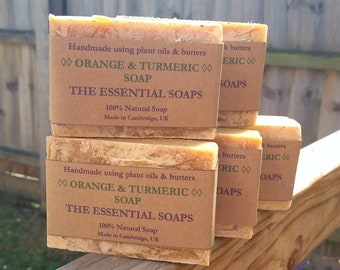 Handmade Orange Turmeric Soap: Natural Body Face Bar, Vegan Beauty Essential Oil