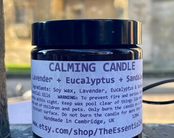 Lavender Eucalyptus Soy Wax Candle: Hand-Poured Aromatherapy in Amber Glass