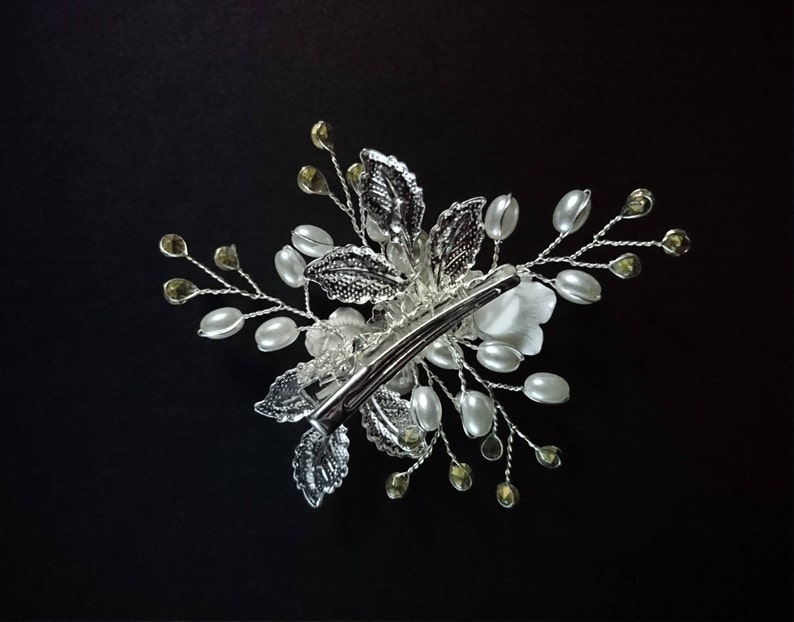 A Pair of Bridal Hair Accessories With Flowers Leaves Pearls Etsy