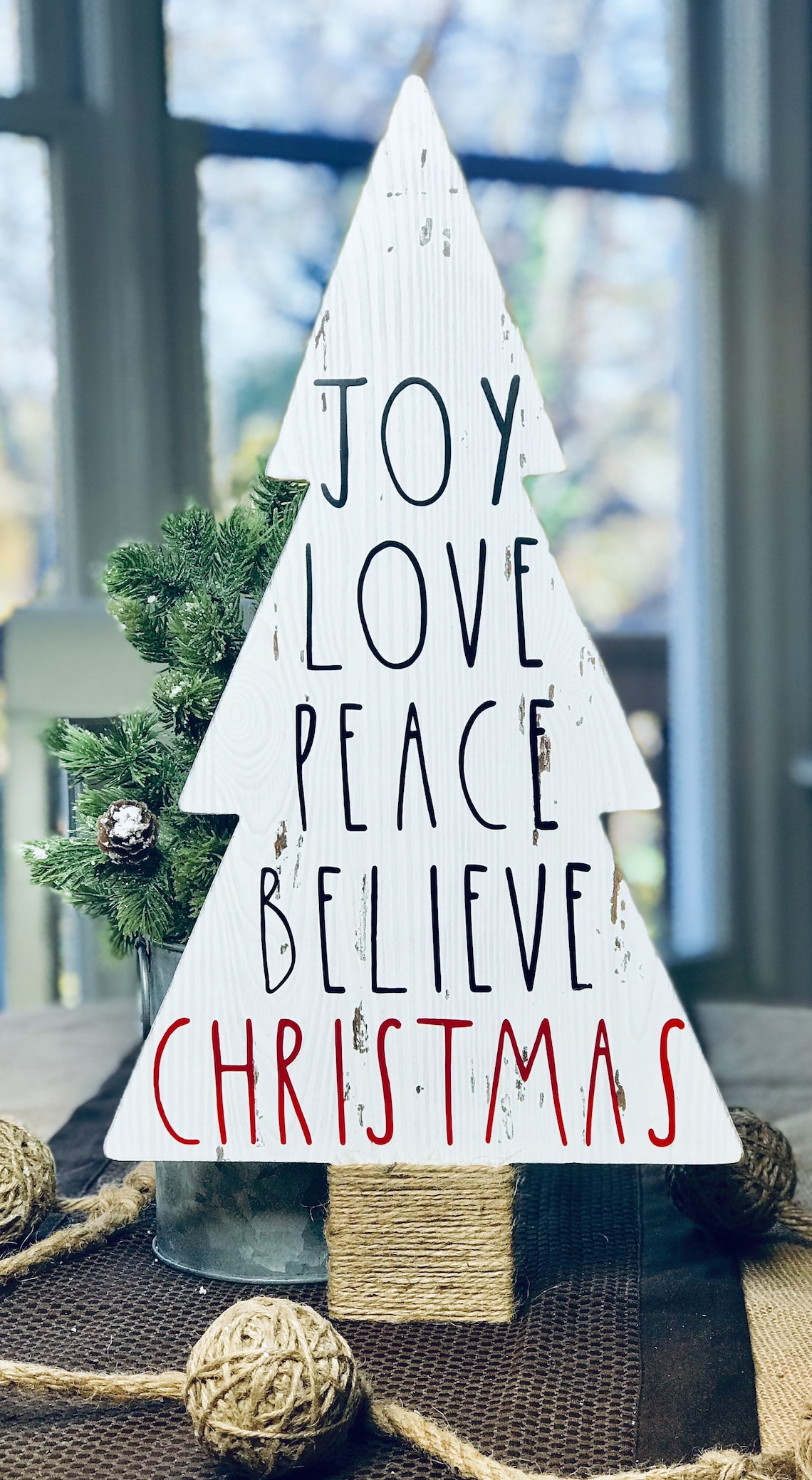 Rae Dunn Inspired Christmas Wood Distressed Tree Sign Etsy