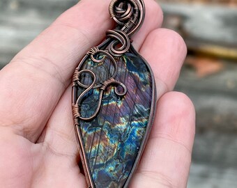Gift for Her Blue Agate Silver Wire Wrapped Pendant Amulet Necklace Something Blue Necklace Silver Blue Gemstone Pendant Amulet Necklace