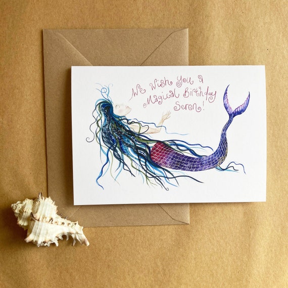 Personalised Card - Mermaid Design - Beautiful Art Card Printed on Sustainable Materials