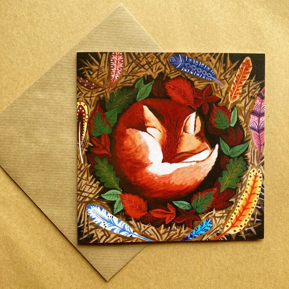 Winter Greeting Card - 'Fox & Nest' - Eco Friendly sustainable Materials and Plastic free packaging