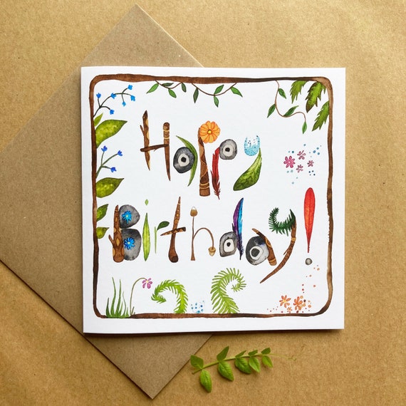 Carte Joyeux Anniversaire Carte Naturelle Et Terreuse Etsy Carte Joyeux Anniversaire Carte Naturelle Et Terreuse Etsy