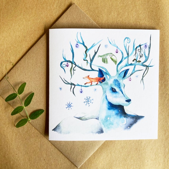 Winter Greeting Card - Grandfather Deer - Eco Friendly Card