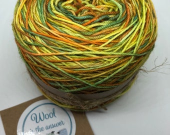 Hand Dyed 4 ply Superwash Merino Marigold Fields