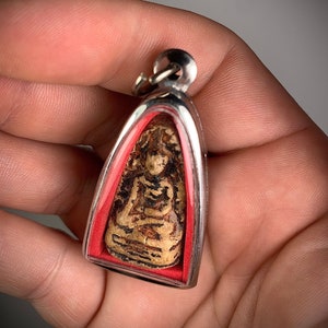 Vintage Thai Buddhist Amulet. Protection, Magic. Unique Clay Talisman Pendant