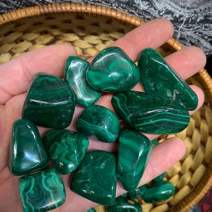 Tumbled Malachite Stone: Natural Polished Crystal (1 pc)
