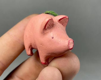 Handmade Clay Pig Ornament: Hand-Painted Maileg Style