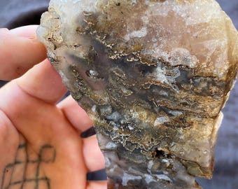 グレイブヤードポイント・プラムアゲートのスラブ。宝石原石。キャブ