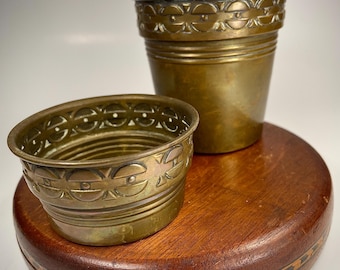Vintage Ornate Brass Planter Set: Boho Home Decor