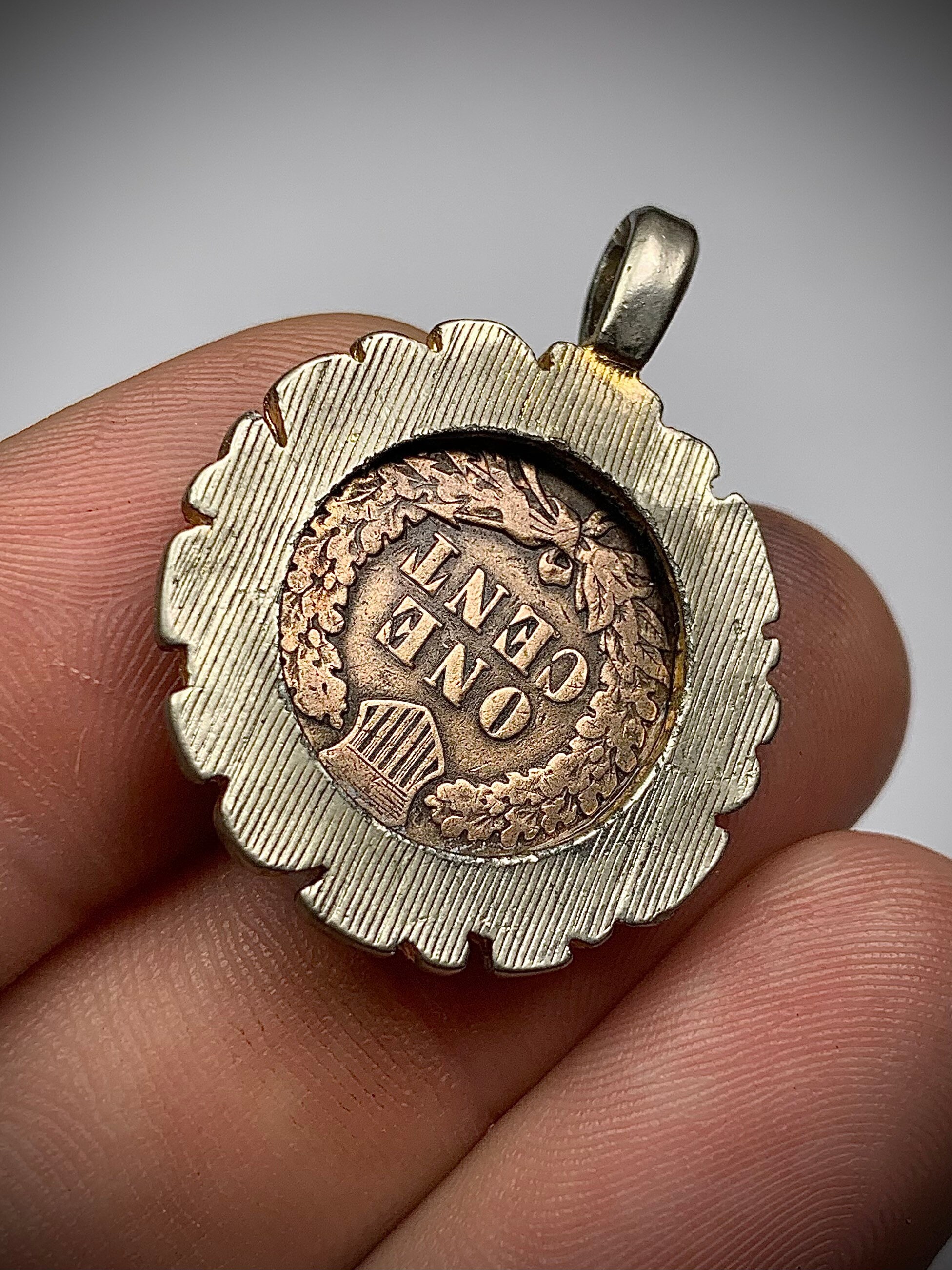 Vintage 1902 Indian Head Penny Pendant 