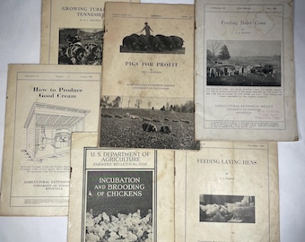 Antique Agricultural Bullitens. 6pcs. 1927-1947 Tennessee. Americican Ephemera.