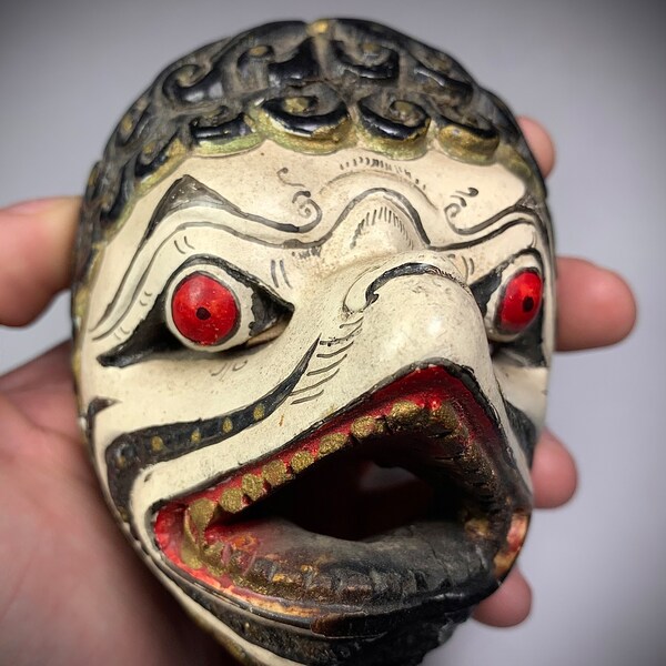 Rare! Antique Hanuman Wayang Golek Mask. Java Indonesia.