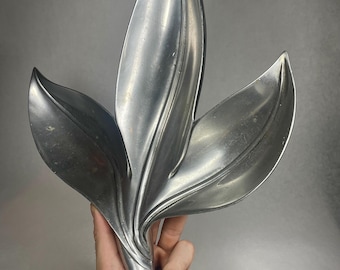 Vintage Banana Leaf Serving Tray Dish by Royal Hickman / Bruce Fox. Aluminum.