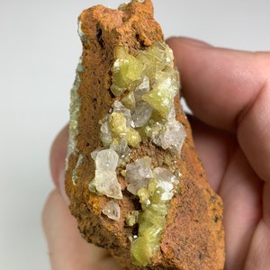 142g Mineral Combo Specimen | Fluorescent Adamite | Calcite | Limonite. Ojuela Mine. Durango Mexico