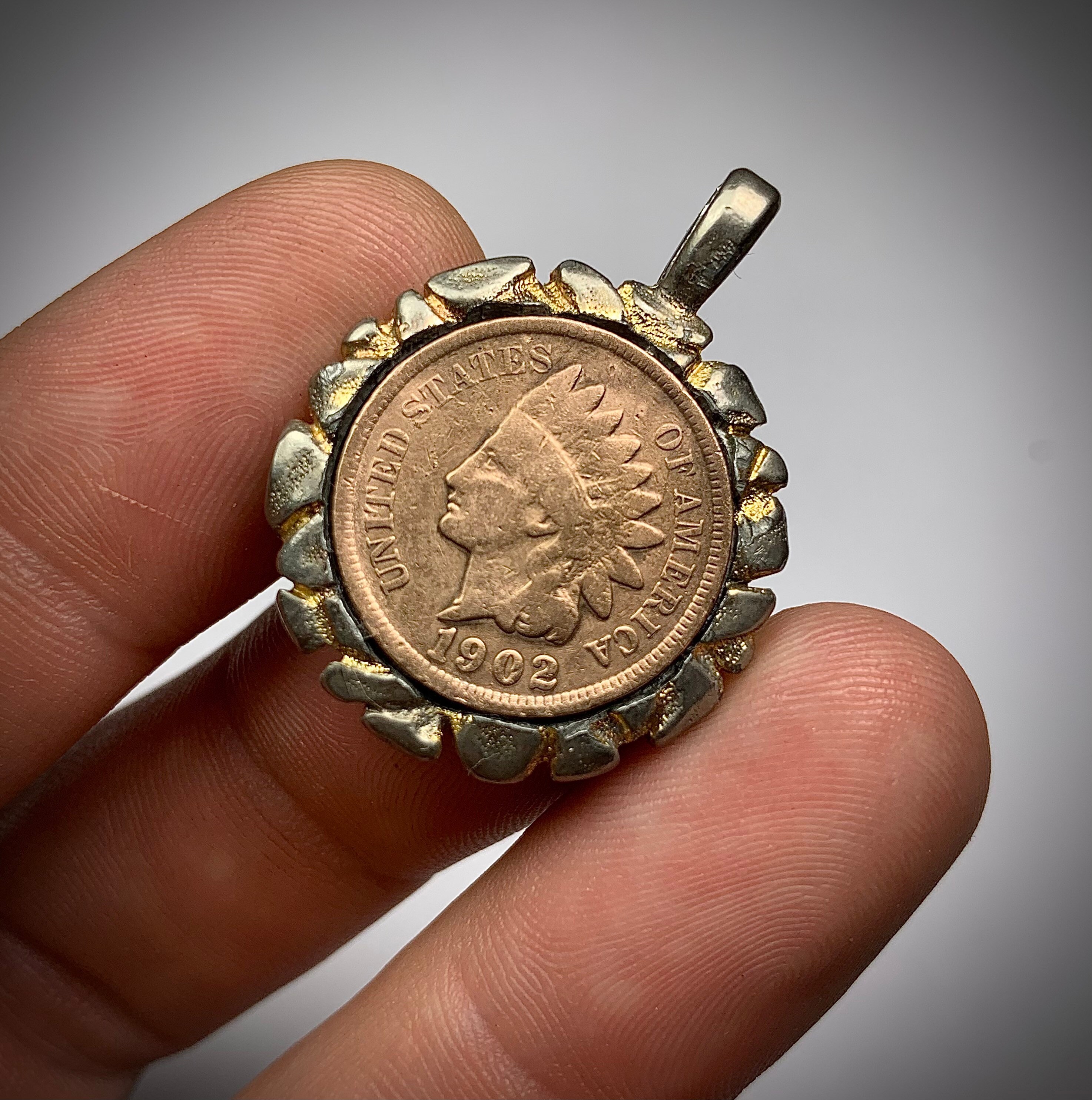 Vintage 1902 Indian Head Penny Pendant 