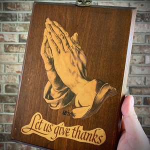 Praying Hands Woodcut Print Wall Art Decore Vintage, Handmade 1975 Albrecht Durer