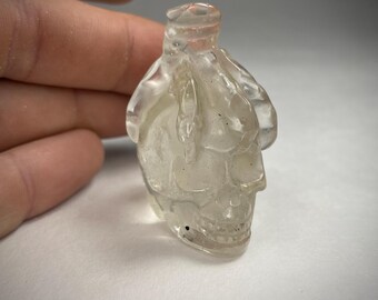 Quartz Crystal Skull. 1.7” Raven Claw. Natural Stone Carving