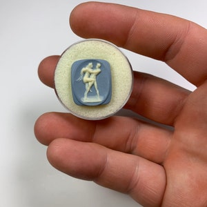 Rare Blue Vintage Cameo Of A Lovers Embrace.