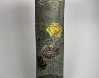 WW1 Trench Art Vase: Hand-Painted Floral Motif on German 75mm Shell