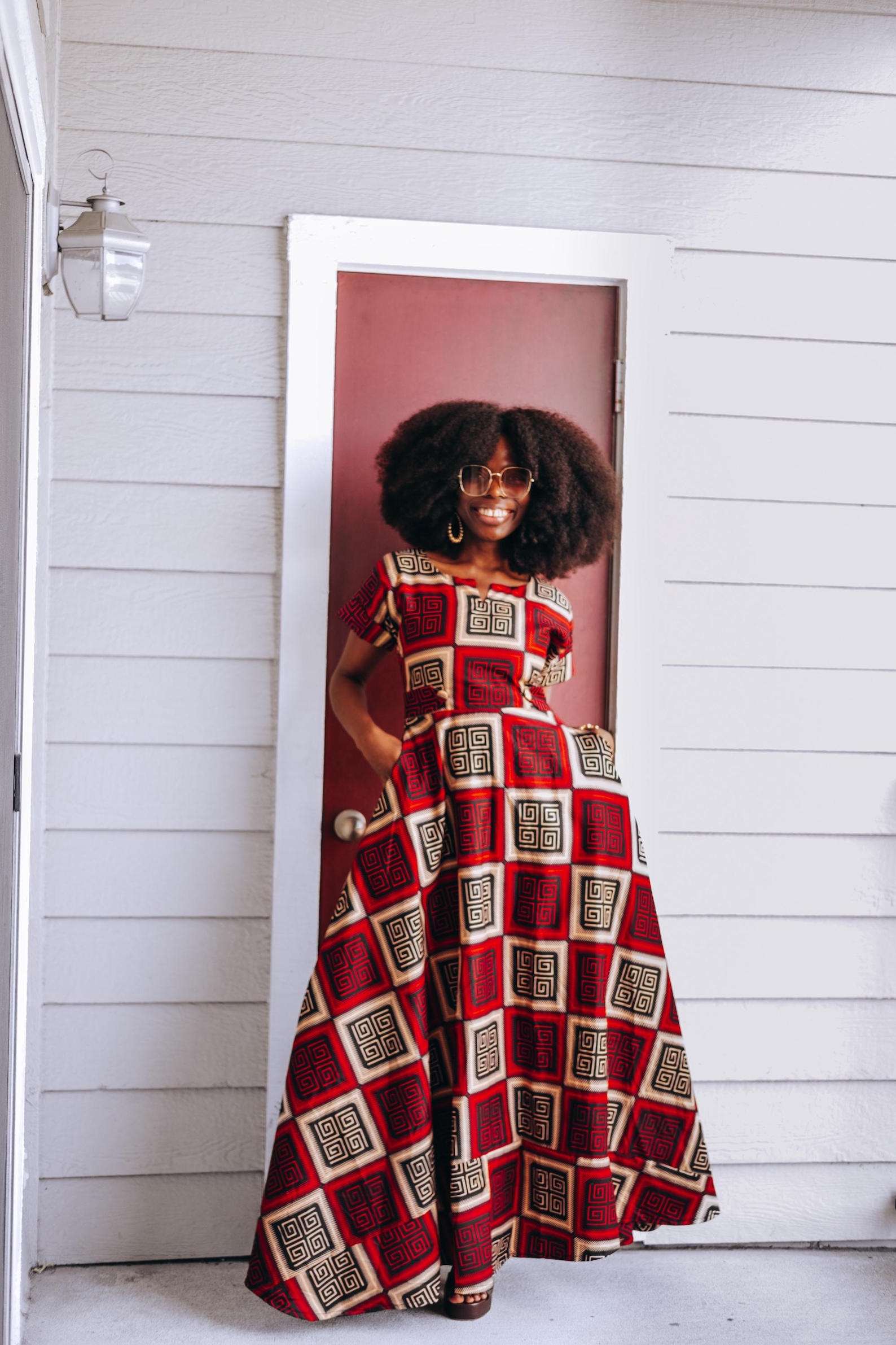 Red Ankara Dress: African Print Flare Maxi Dress - Etsy