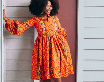 African Kente Print Summer Dress