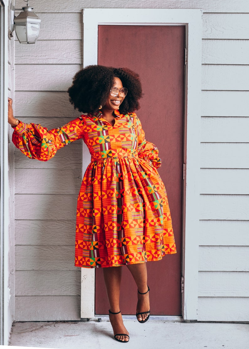 African Kente Print Summer Dress