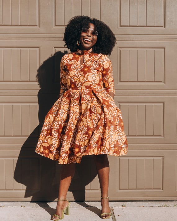 High Neck African Print Dress Etsy
