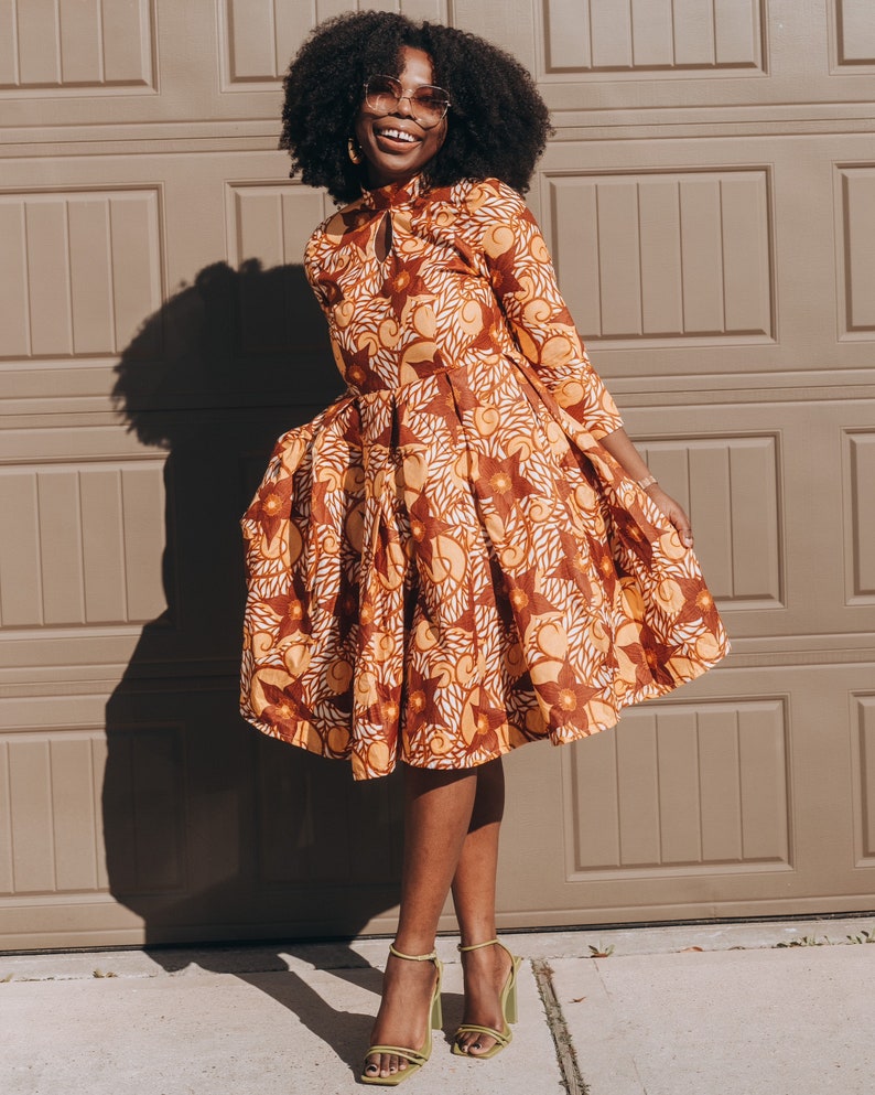 High Neck African Print Dress - Etsy