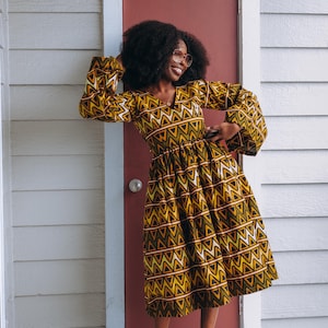 African Print dress V Neck