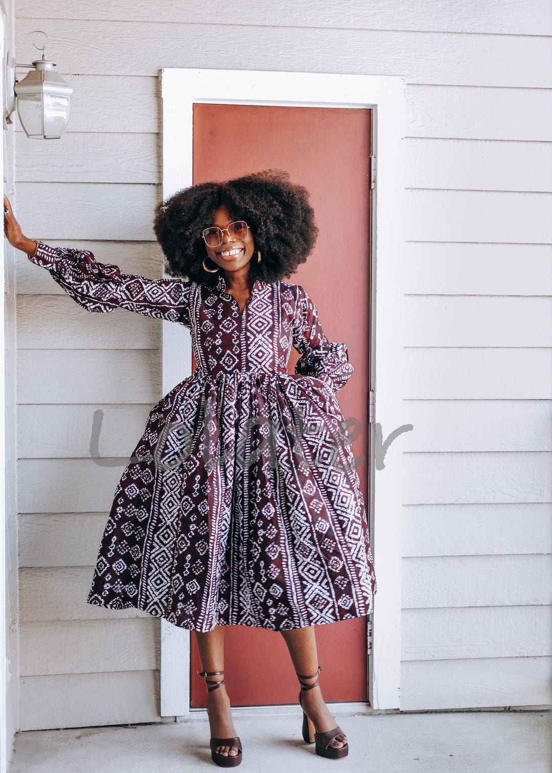 African Dress Puff Long Sleeve